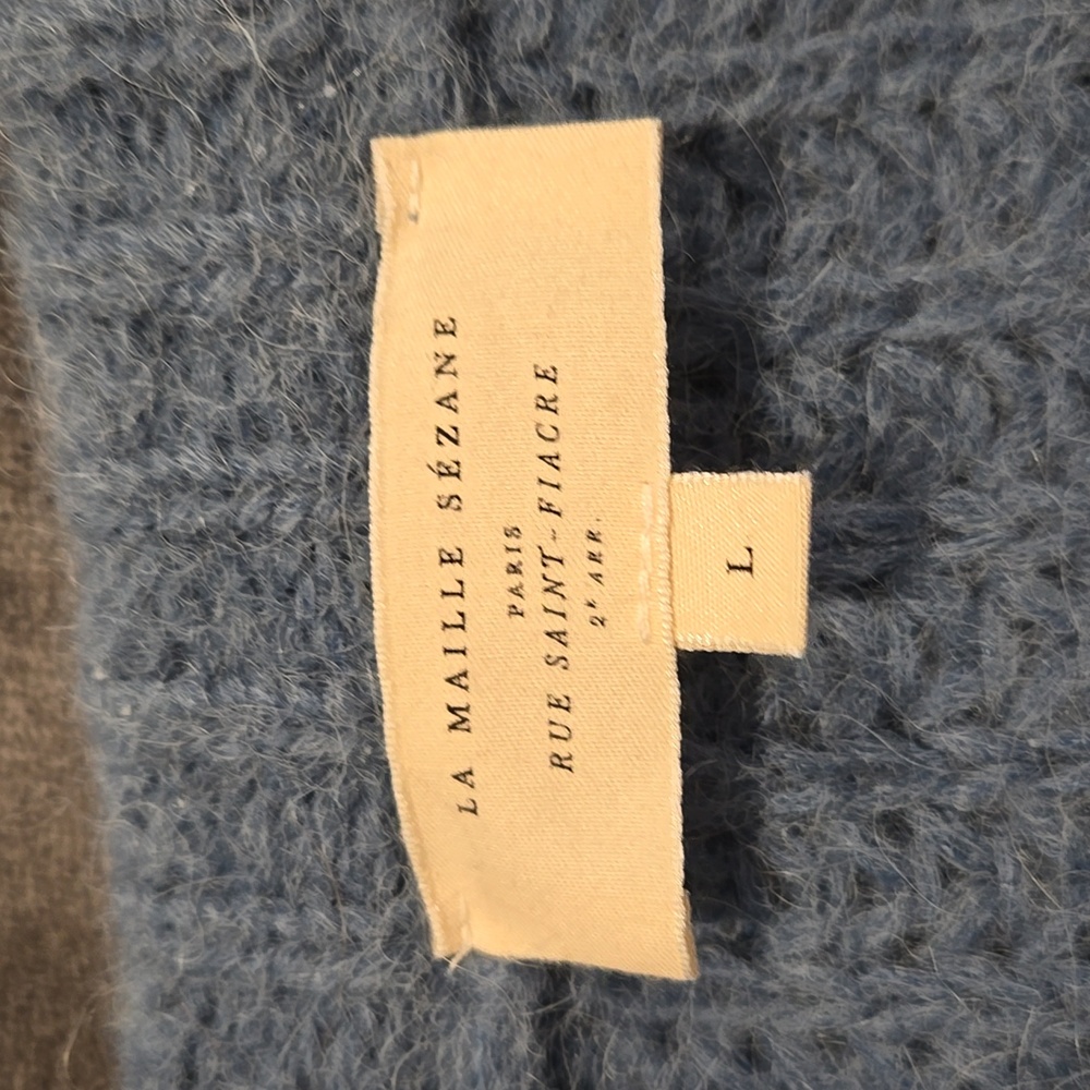 Sezane Chunky Light Blue Button-Front Cardigan - Picture 2 of 5